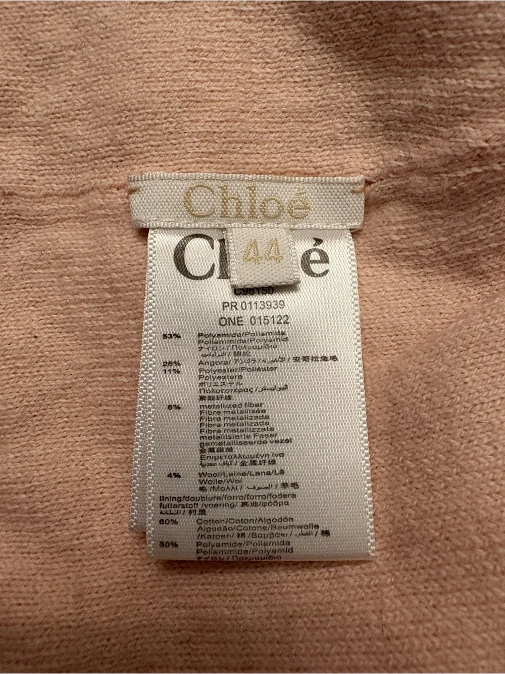 Kids Beige pink with gold specks beanie hat Chloe size 44 reversible winter